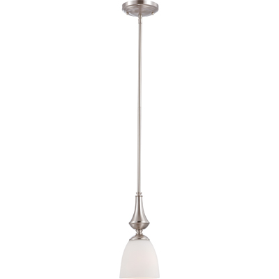 Nuvo Lighting 60/5037  Patton - 1 Light Mini Pendant with Frosted Glass in Brushed Nickel Finish